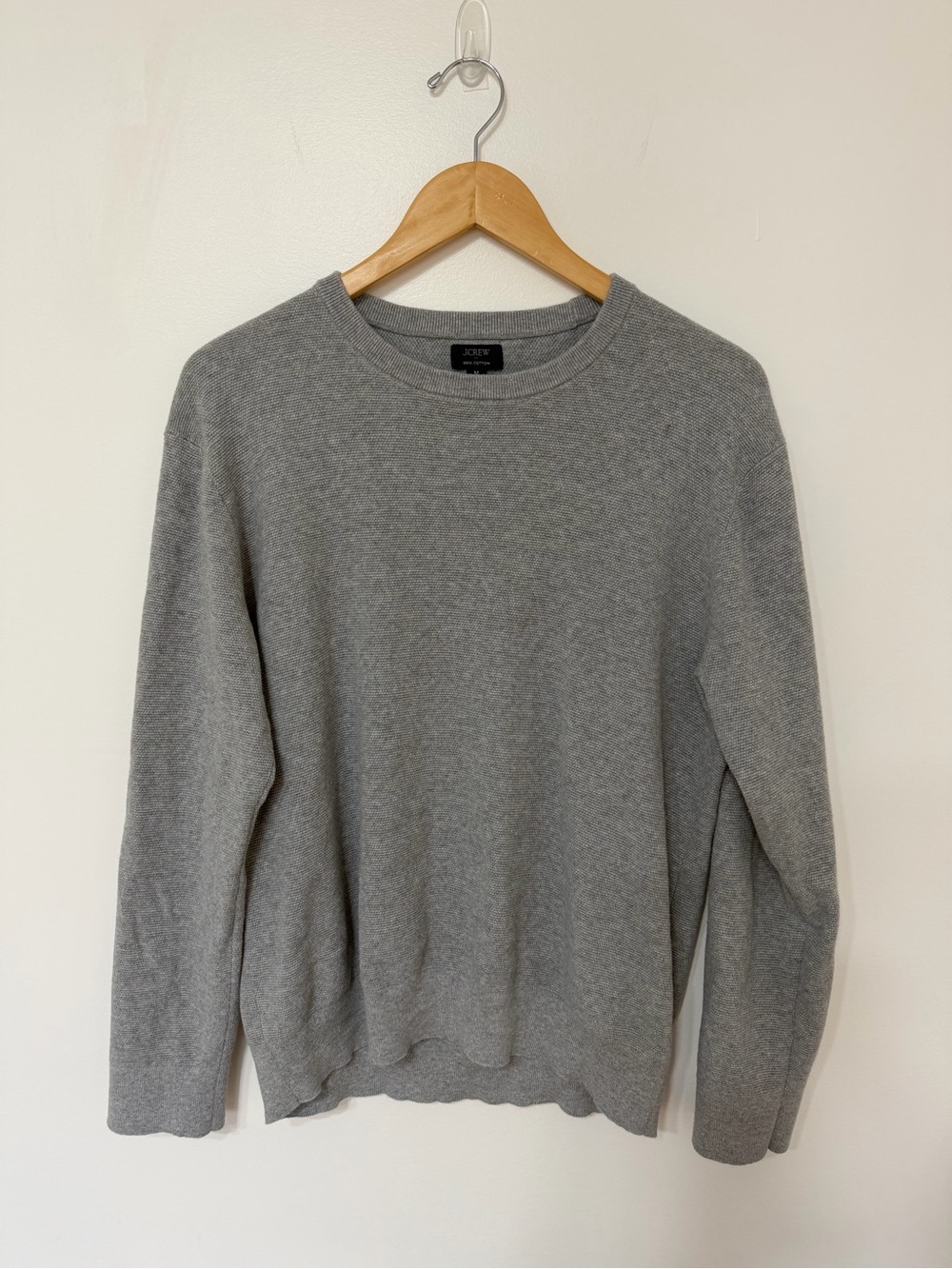 J.Crew Gray 100% Cotton Crewneck Knit Sweater Men’s Medium Lightweight